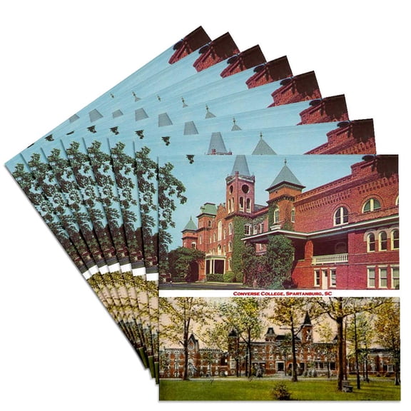 3dRose, Converse College, Spartanburg, SC (Vintage Views), Set of 8 Ceramic Tile Coasters