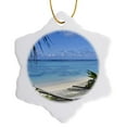thumbnail image 1 of 3drose, Cook Islands, Rarotonga, Beach Hammock - Oc14 Mde0095 - Michael Defreitas, 3 inch Snowflake Porcelain Ornament, 1 of 7