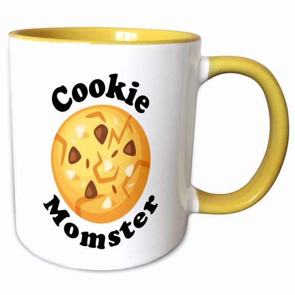3drose, Cookie Momster Home Baking Sweets Cakes and Desserts, 15oz Two-tone Yellow Mug