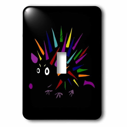 3dRose, Cool Artistic Funny Colorful Hedgehog Art Abstract, single toggle switch