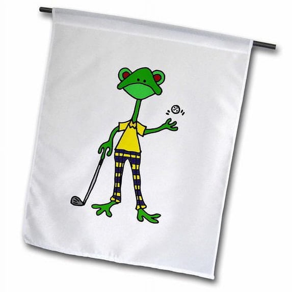 3dRose, Cool Artistic Funny Frog Playing Golf, 18 x 27 inch Garden Flag