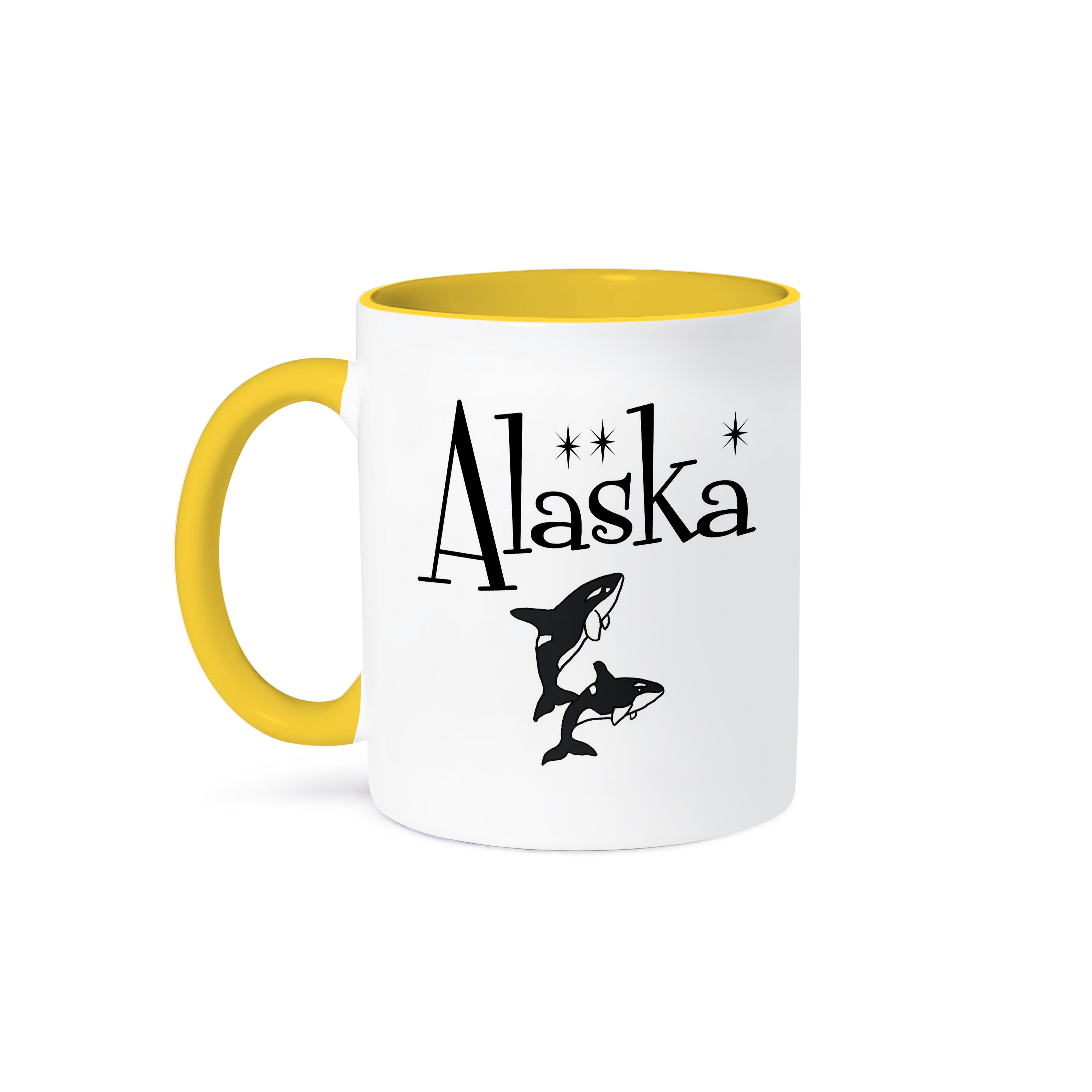 3dRose, Cool Fun Alaska and Killer whales travel for whale orca lovers, 11oz  Two-Tone Yellow Mug - Walmart.com