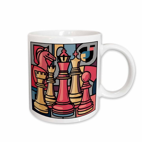 3drose, Cool Fun Colorful Chess Pieces Chess Game Abstract Art, 11oz Mug
