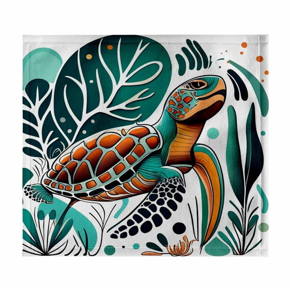 3dRose, Cool Fun Colorful Sea turtle Swimming Beach Abstract Art, 11x12 Wash Cloth for Face and Body