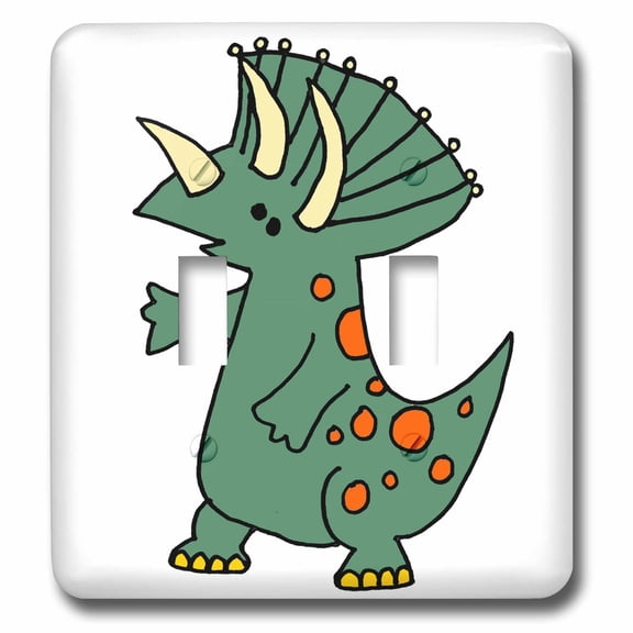 3dRose, Cool Funny Green Triceratops Dinosaur Cartoon, double toggle switch