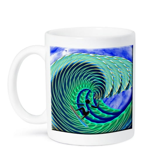 3dRose, Cool Wave and Surfer Art, 15oz Mug