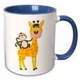 thumbnail image 1 of 3drose, Cool Fun Monkey Holding a Banana and Riding a Funny Giraffe, 15oz Two-tone Blue Mug, 1 of 6