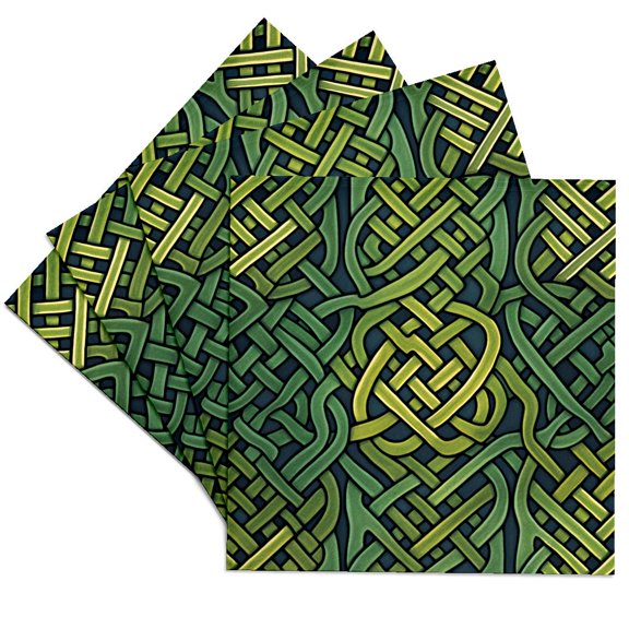 3drose, Cool Green Celtic Knot Pattern for St. Patricks Day Celebration Gift, Set of 4 Ceramic Tile Coasters