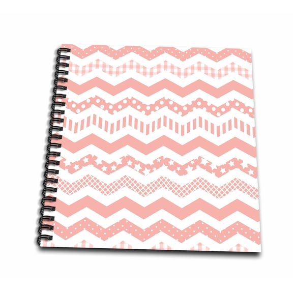 3dRose, Coral Chevron zigzag pattern with a twist - cute patterned zig zags, Mini Notepad 4 x 4 inch