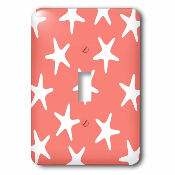 3dRose, Coral Pink and White Starfish Pattern, single toggle switch