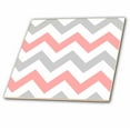 thumbnail image 1 of 3dRose, Coral and Gray Chevron zig zag pattern - orange pink grey zigzags, 4 Inch Ceramic Tile, 1 of 1