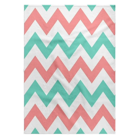 3dRose, Coral pink and Turquoise Chevron zig zag pattern - teal zigzag stripes, 22x30 Bath Hand Pool Towel