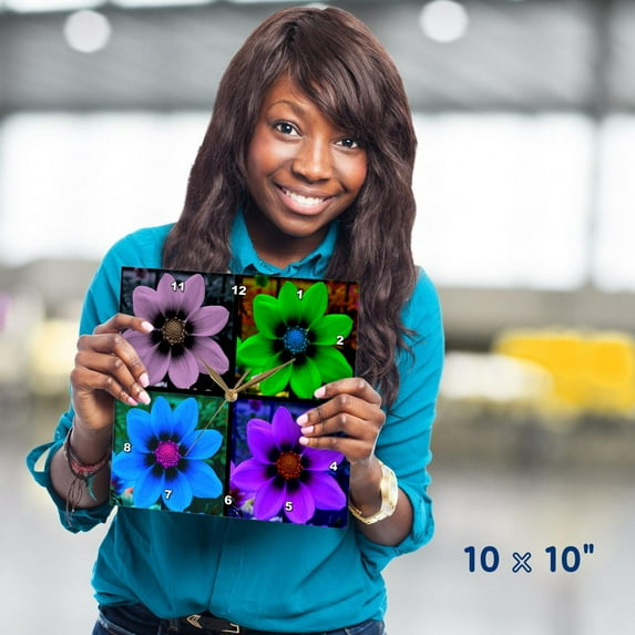 3dRose, Cosmos Flower Collage, 10x10 Wall Clock