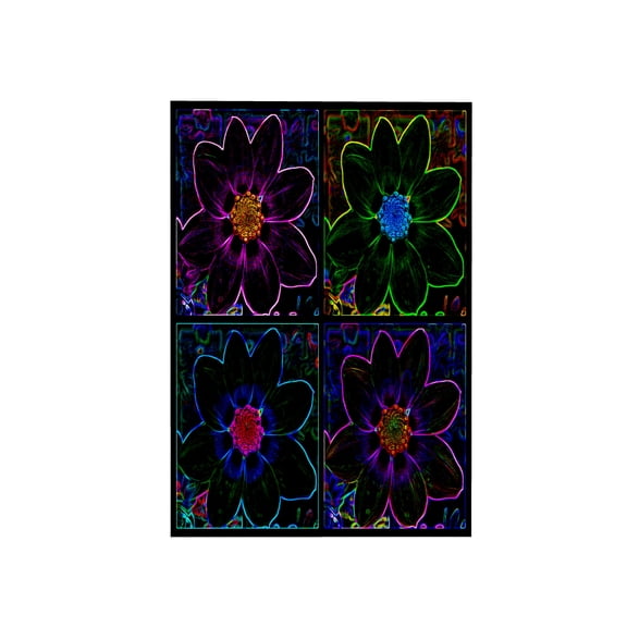 3dRose, Cosmos Flower Collage in Neon Glow, 15x22 Hand Towel