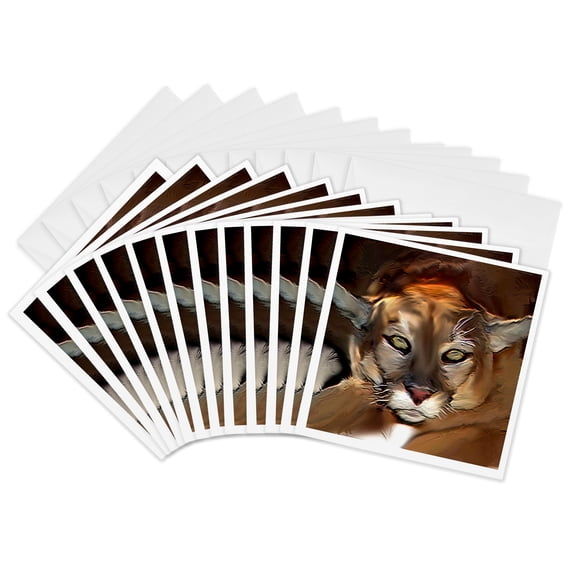 3drose, Cougar, 12 Greeting Cards with Envelopes