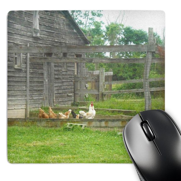 3dRose, Country Chicken n Rooster Pen With Barn, MousePad