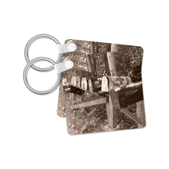 3dRose, Country Mailboxes, set of 2 Key Chains