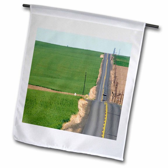 3dRose, Country road, wheat fields, Pendleton, Idaho - US13 DFR0677 - David R. Frazier, 12 x 18 inch Garden Flag