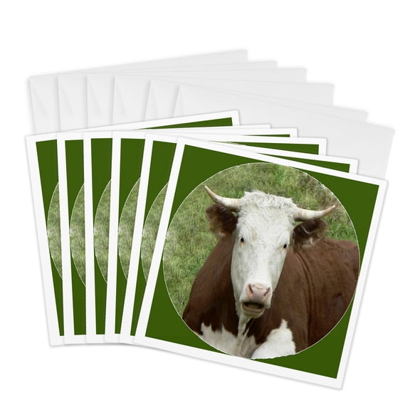 3drose, Cow on the Farm, 6 Greeting Cards with Envelopes