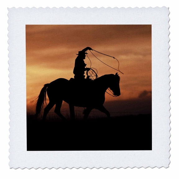 3dRose, Cowboy in Fall, Big Horn MT, Shell, Wyoming - US51 JRE0103 - Joe Restuccia III, 6x6 inch quilt square
