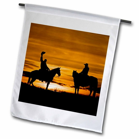 3dRose, Cowboys on horses, Hideout Ranch, Shell Wyoming - US51 JRE0047 - Joe Restuccia III, 12 x 18 inch Garden Flag