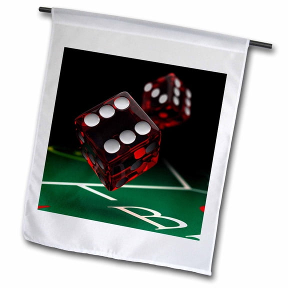 3dRose, Craps table showing two dice being thrown gamble gambling, 12 x 18 inch Garden Flag