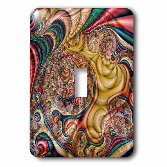 3dRose, Crazy Wild Swirly Colors Intricate Fractal Abstract Fractal Art, single toggle switch
