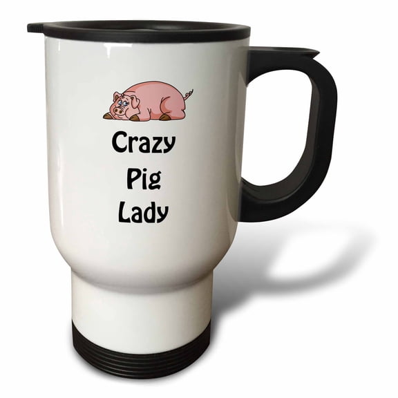 3drose, Crazy Pig Lady, 14oz Stainless Steel Travel Mug