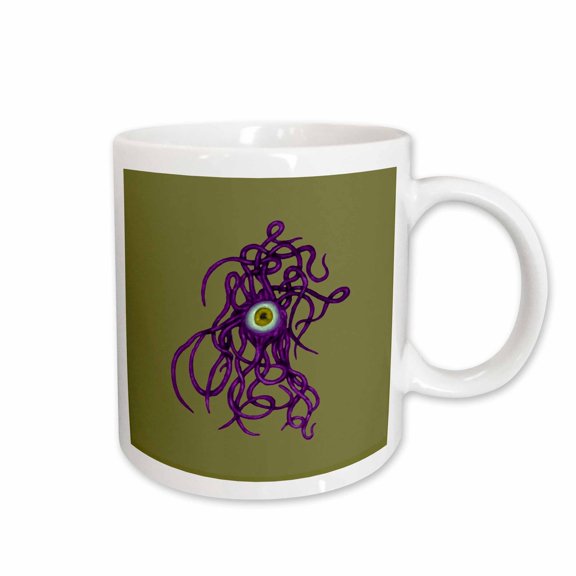 3drose, Creepy Tentacled Evil Eye Cyclops Creature in Purple, 15oz Mug