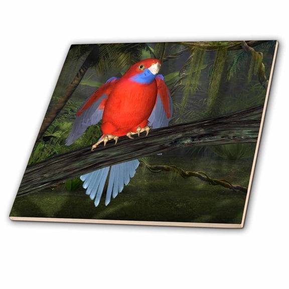 3dRose, Crimson Rosella Parrot, 8 Inch Ceramic Tile