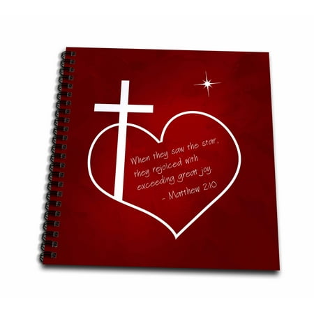 3dRose, Cross, heart, star, Bible quote. Christian Christmas in red, Mini Notepad 4 x 4 inch