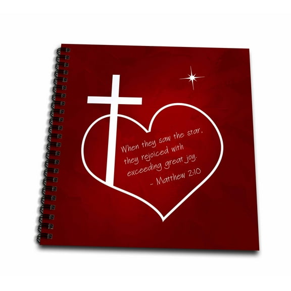 3dRose, Cross, heart, star, Bible quote. Christian Christmas in red, Mini Notepad 4 x 4 inch
