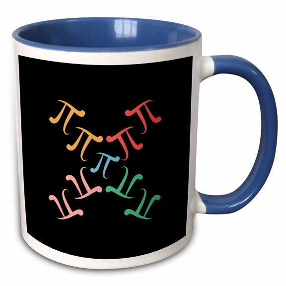 3drose, Crossed Colorful Letters Pi on Black. Pi Day March 14 Design, 11oz Two-tone Blue Mug