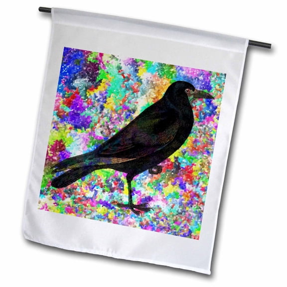 3dRose, Crow in an Abstract Pattern by Angelandspot, 12 x 18 inch Garden Flag