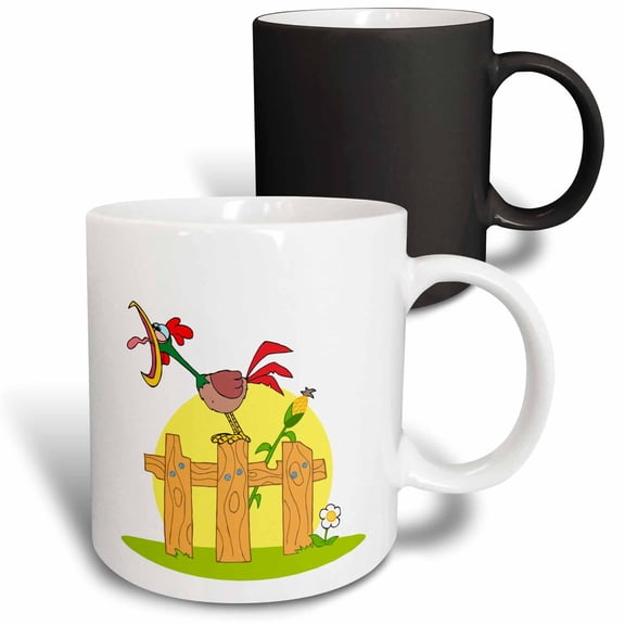 3drose, Crowing Rooster, 11oz Magic Transforming Mug