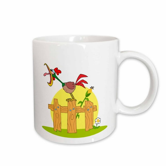 3drose, Crowing Rooster, 15oz Mug