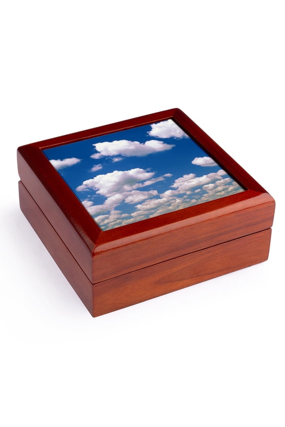 , Cumulus cloud pattern - NA05 AJE0012 - Adam Jones, Jewelry Box 5.5x5.5 inch with 4 inch tile