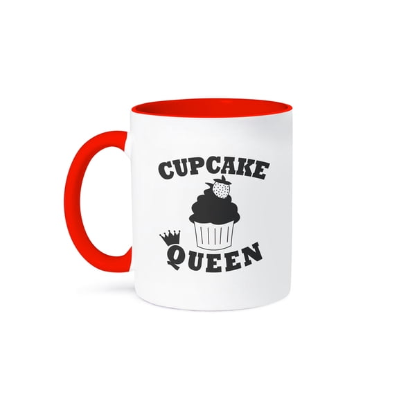 3dRose, Cupcake Queen, 15oz Two-Tone Red Mug