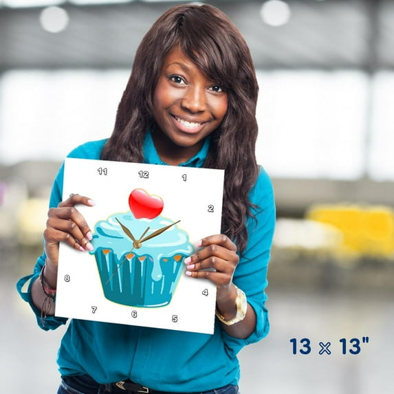 3dRose, Cupcake of Love, 13x13 Wall Clock