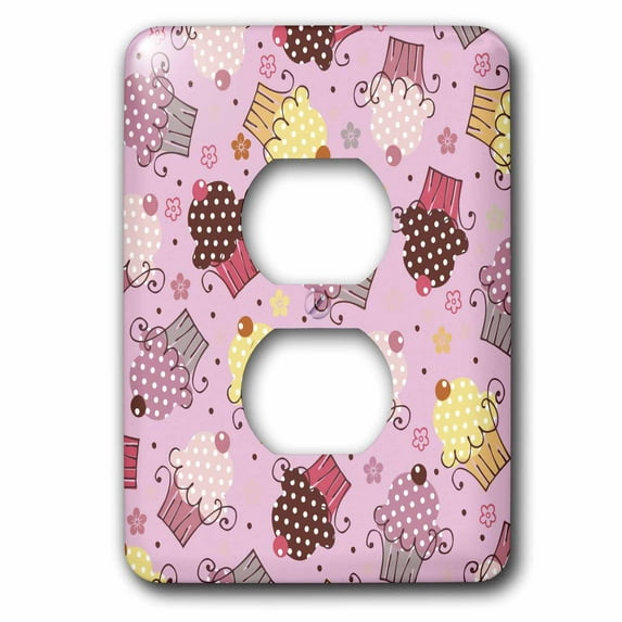 3dRose, Cupcakes in Pink, 2 plug outlet cover