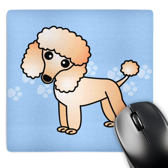 3dRose, Cute Apricot Poodle Blue Paw Print Background, MousePad