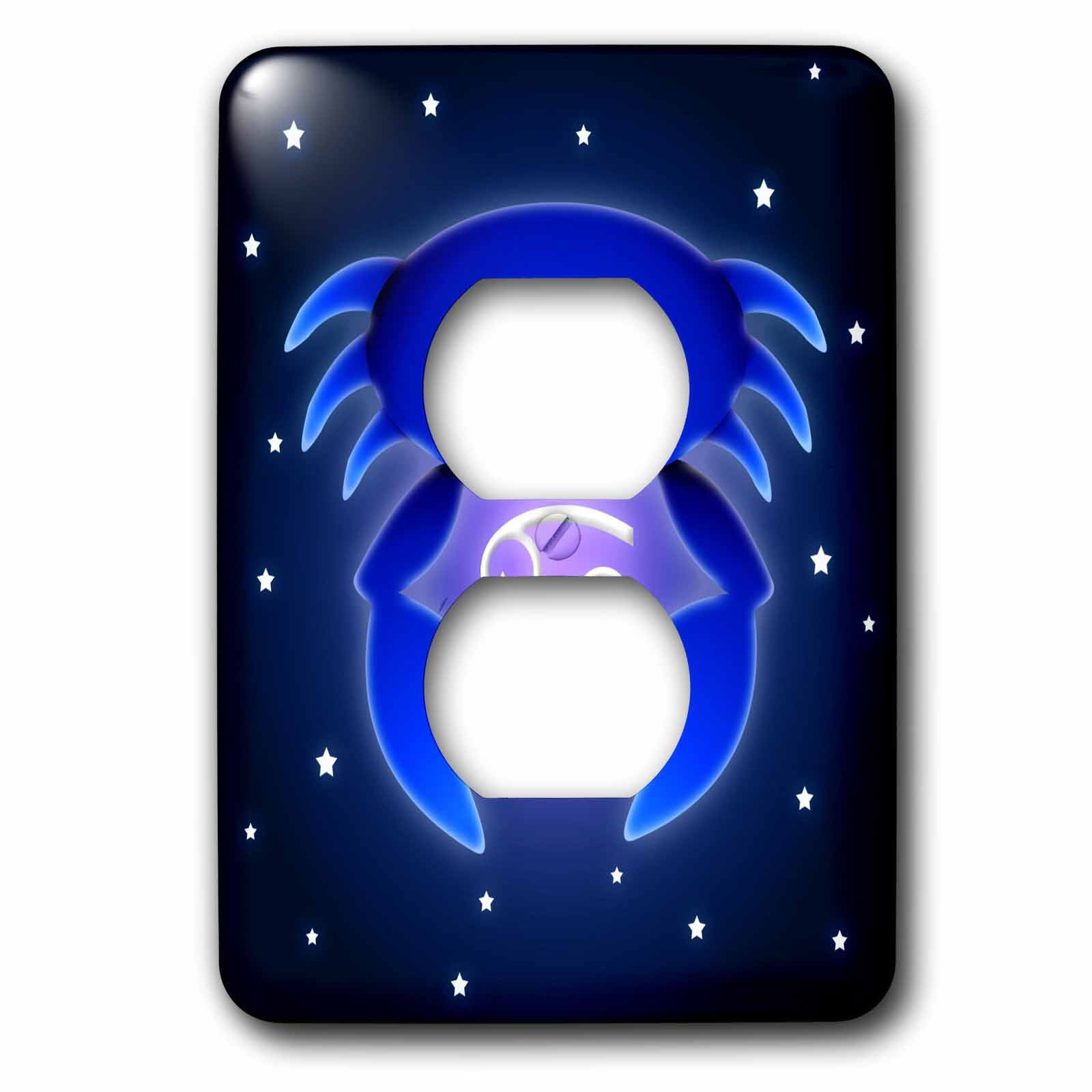 3dRose, Cute Astrology Cancer Zodiac Sign Blue Crab, 2 plug outlet cover