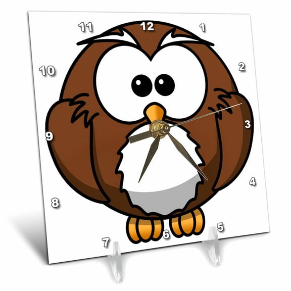 3dRose, Cute Baby Cartoon Owl, 6x6 Desk Clock