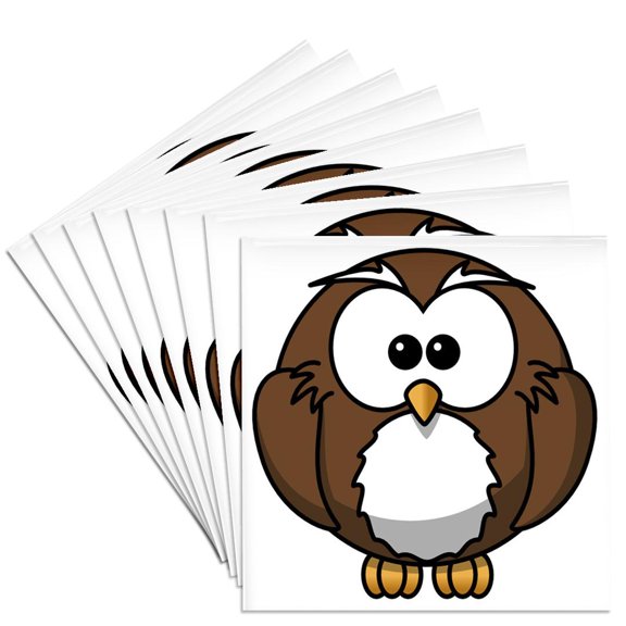 3dRose, Cute Baby Cartoon Owl, Set of 8 Ceramic Tile Coasters