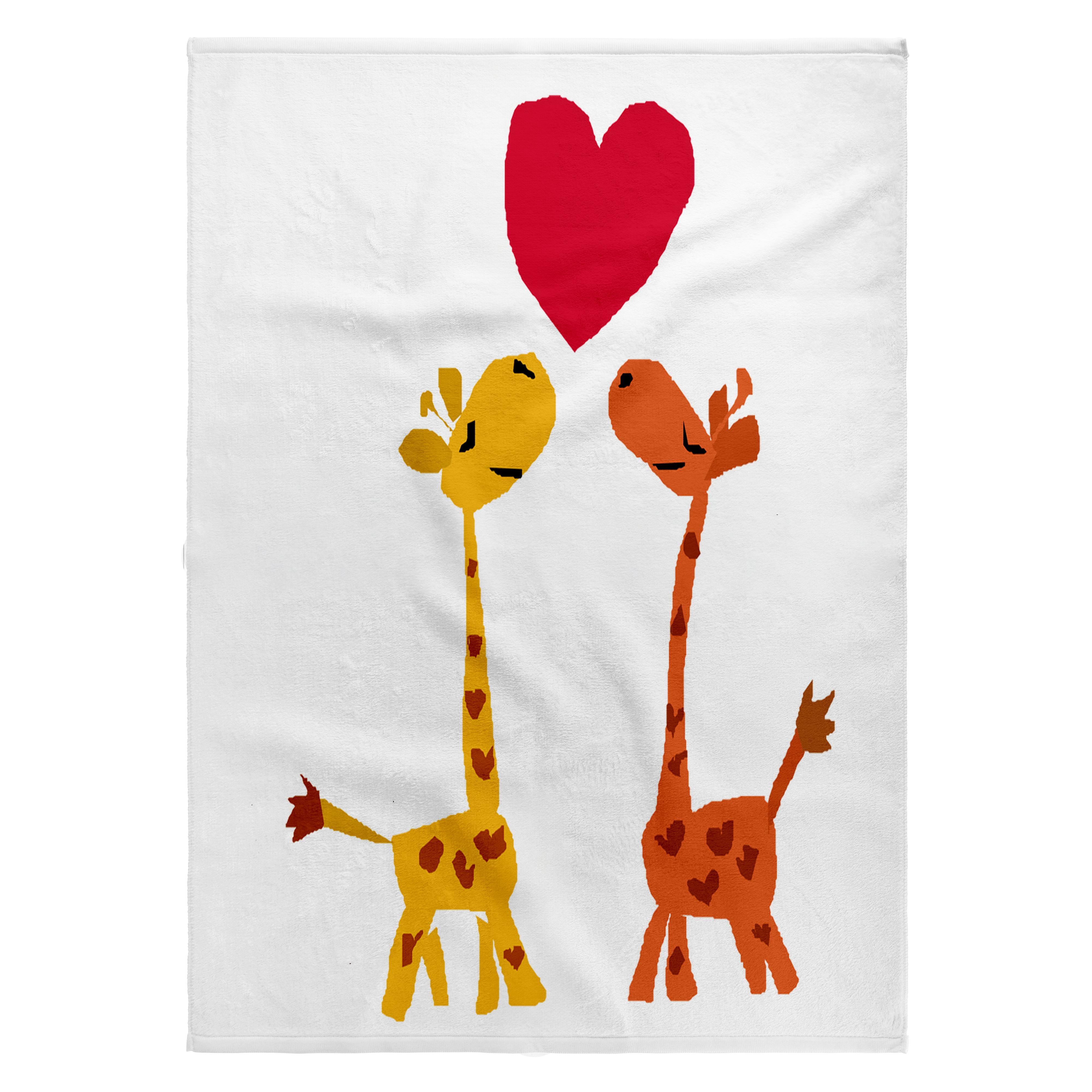 3dRose, Cute Baby Giraffes with Heart Above Love Cartoon, 22x30 Bath Hand Pool Towel