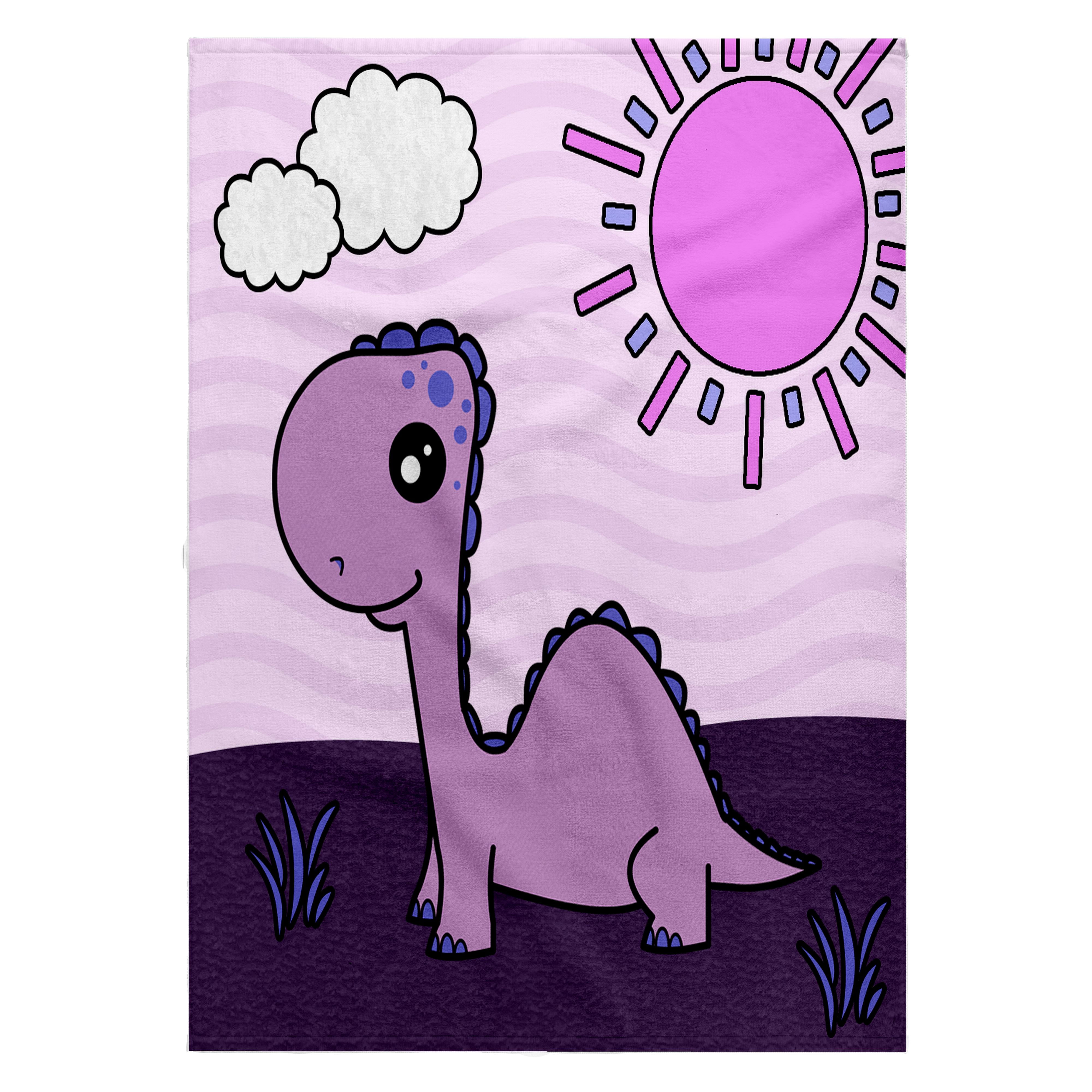 3dRose, Cute Baby Purple Dinosaur Scene, 22x30 Bath Hand Pool Towel