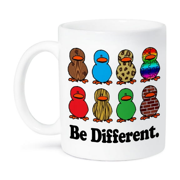 3dRose, Cute Be DIfferent Patterned Ducks, 11oz Mug