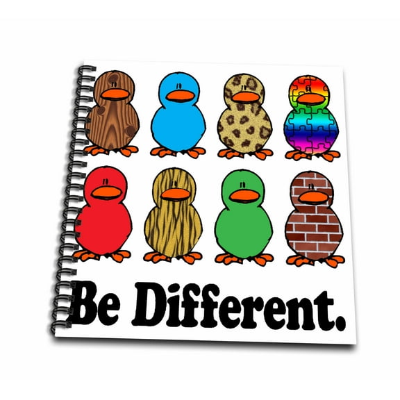 3dRose, Cute Be DIfferent Patterned Ducks, Drawing Book 8 x 8 inch