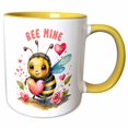 thumbnail image 1 of 3drose, Cute Bee Mine Valentine Bee Illustration, 11oz Two-tone Yellow Mug, 1 of 6