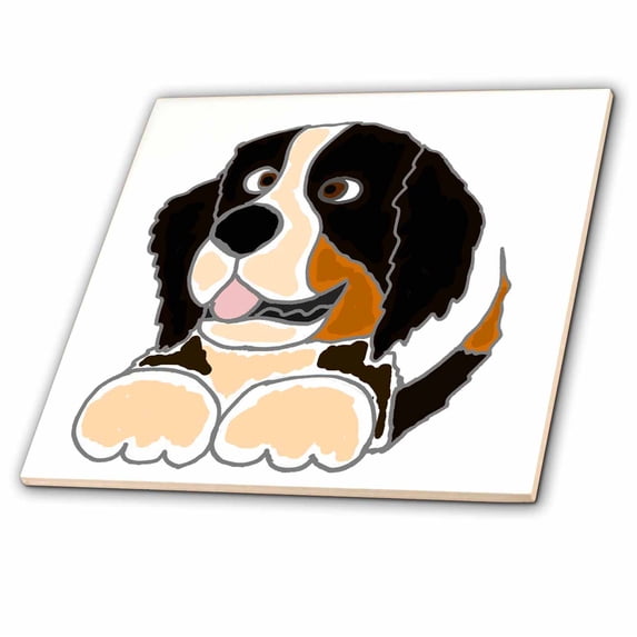 3dRose, Cute Bernese Mountain Dog Art, 8 Inch Ceramic Tile